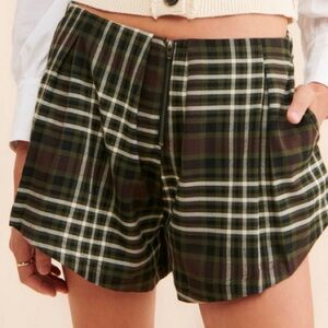 Free People Plaid Green and Black Women's Shorts